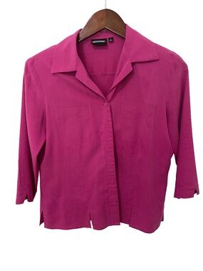 Notations Womens Small Pink 100% Silk Button Front Blouse